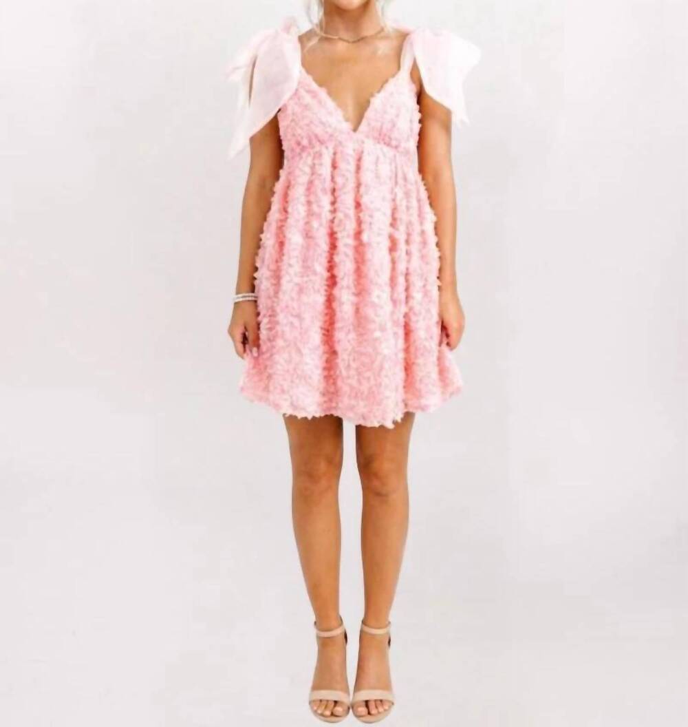 NEW ITEM DITTO tie straps 3d petal babydoll dress in peach pink